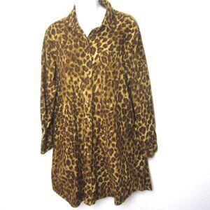 Lauren Ralph Lauren Size L Animal Print Leopard Pajama Night Shirt Gown Flannel